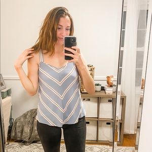 NEW WITH TAGS Pink Rose Chevron Tank Top